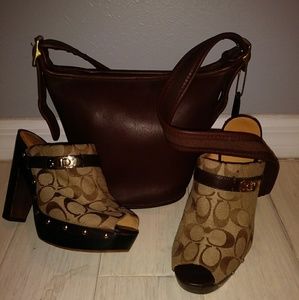 Peep Toe Coach Clogs